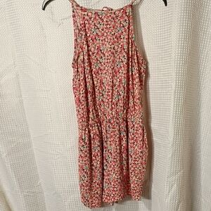 SO Pink Floral Mini Dress with Green & White Accents